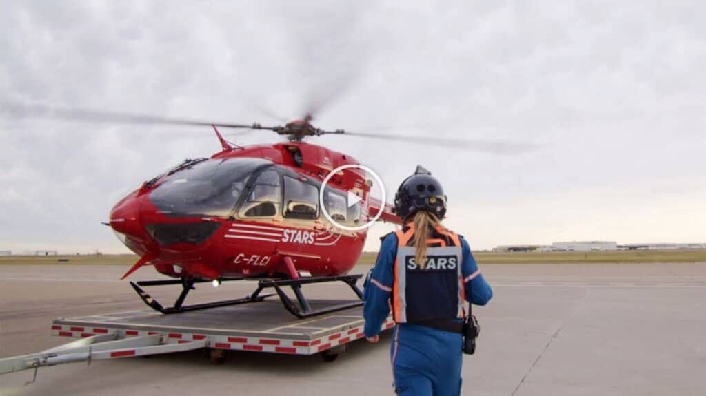 STARS EMS helicopter pilot approaching airbus helicopter equipped with SKYTRAC technologies.