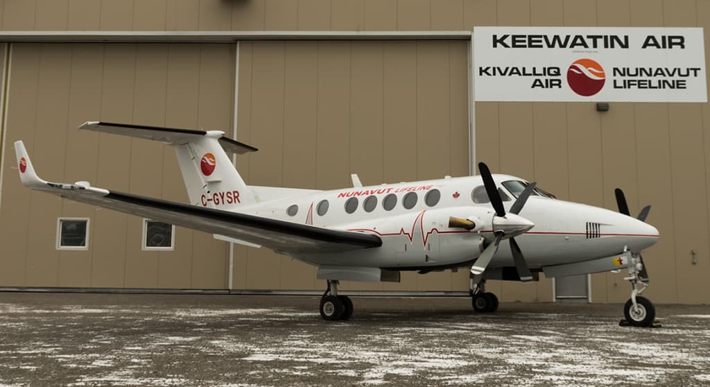 Keewatin Air's air ambulance aircraft outside the hangar