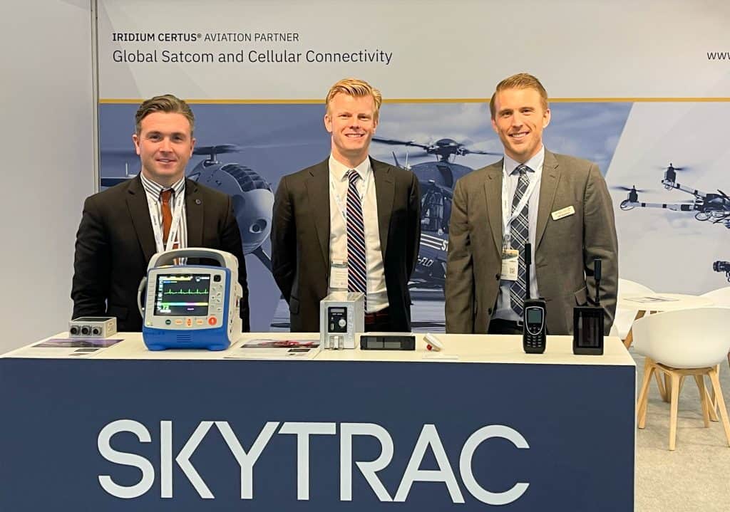 SKYTRAC's Sales team, including Jeff Sherwood, Luke Billington, and Jan van der Heul, at European Rotors 2021.
