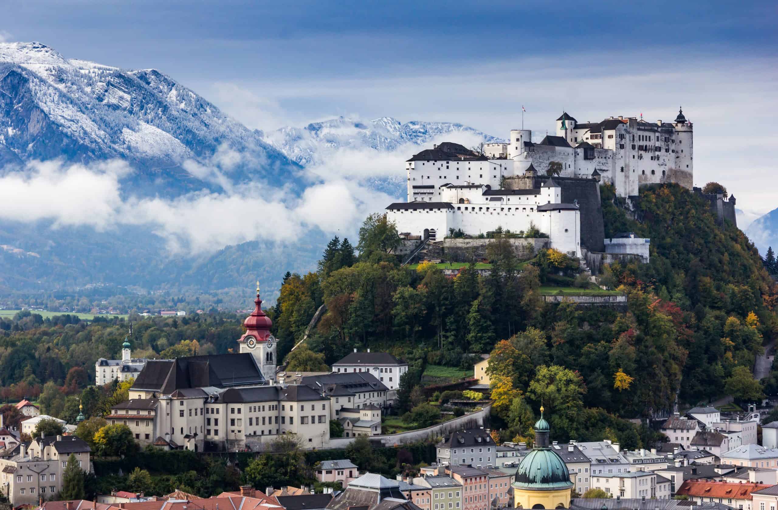 view of salzburg austria against a backdrop of mountains