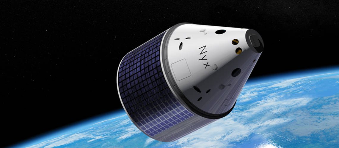 The Exploration Company's space capsule, Nyx, in orbit over the Earth